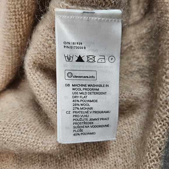 H&M Tunic Sweater Wool/Mohair Blend Tan Womens Size 12 Ribbed Accents Soft Cozy - Picture 4 of 6